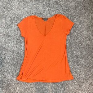 Vince Women's Orange V-Neck Top - Size XS
